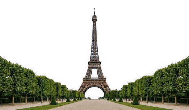 Eiffel tower in paris landmark architecture isolated on transparent background