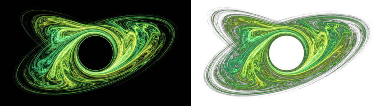 Dynamic green light energy vortex swirl isolated graphic on png background element