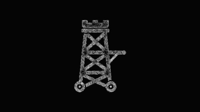 Sketch siege tower icon animation - smooth progressive reveal