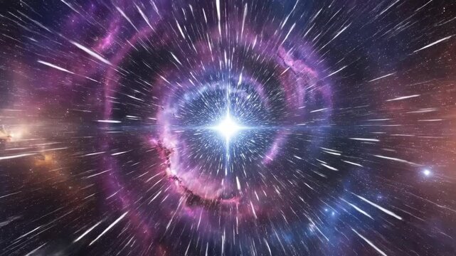 Abstract hyperdrive space travel with warp speed visual effect