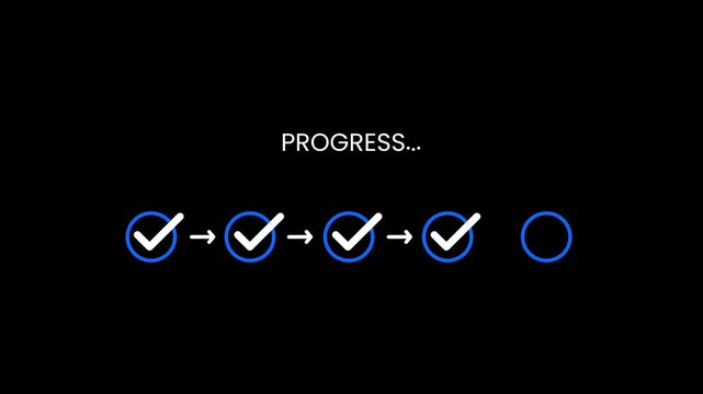 Progress checklist animation with completed task sequence on transparent background for workflow project management and business productivity