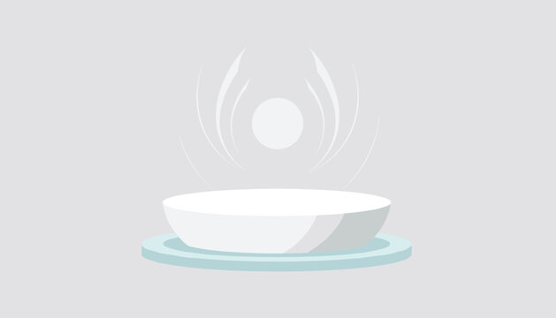Aromatherapy essential oil diffuser emitting clean vapor on a grey background with minimalist vector design style.