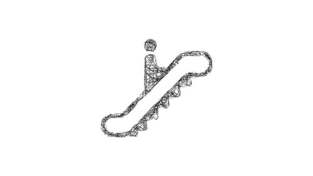 Sketch escalator icon animation - smooth progressive reveal