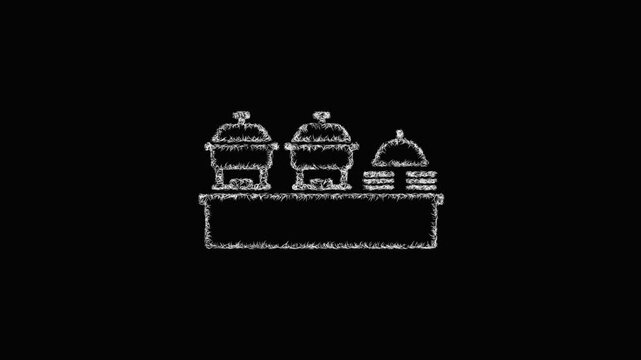 Sketch buffet catering icon animation - smooth progressive reveal