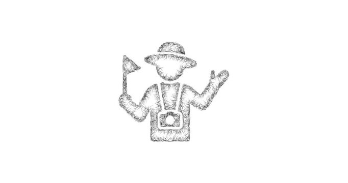 Sketch tour guide icon animation - smooth progressive reveal