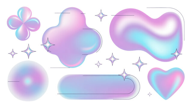 Abstract colorful floating shapes in soft pastel background Vector