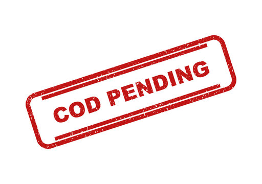 Red cod pending rubber stamp impression for delivery and shipping status