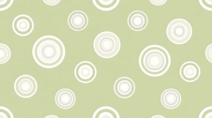 Naklejka premium Stylish Sage Green & Cream Circles: Seamless Retro-Modern Geometric Pattern Background
