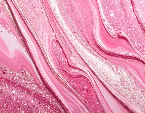 Abstract Pink Marble Texture with Glitter Sparkles.