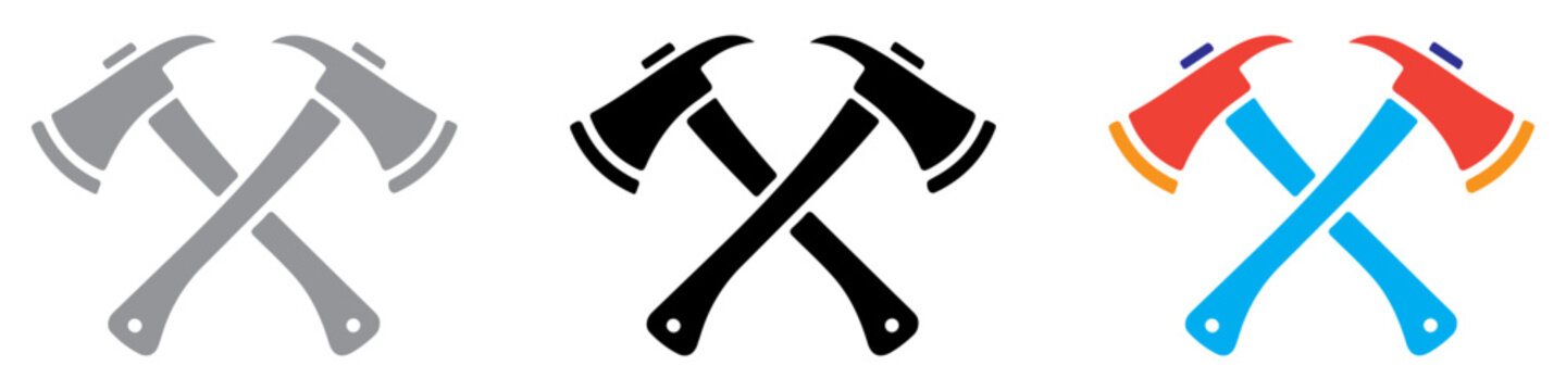 Firefighter Axes silhouettes, Clipart symbol vector illustration. PNG. Editable stroke. Emergency Response.