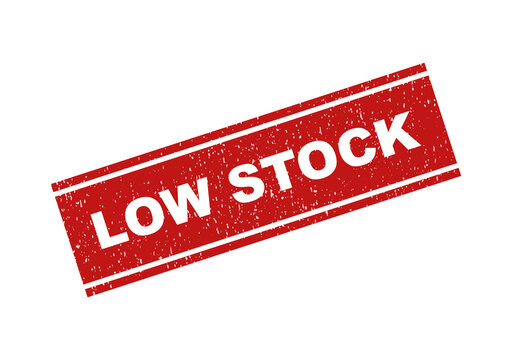 Red grunge rubber stamp with the text low stock for retail business