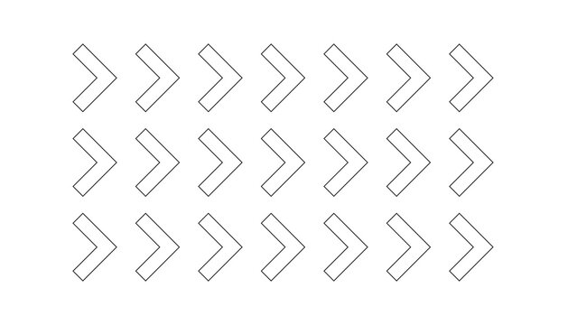 Outline style arrowhead chevron symbols arranged in regular grid layout with navigation abstract isolated pointing geometric background backdrop communication indicator movement