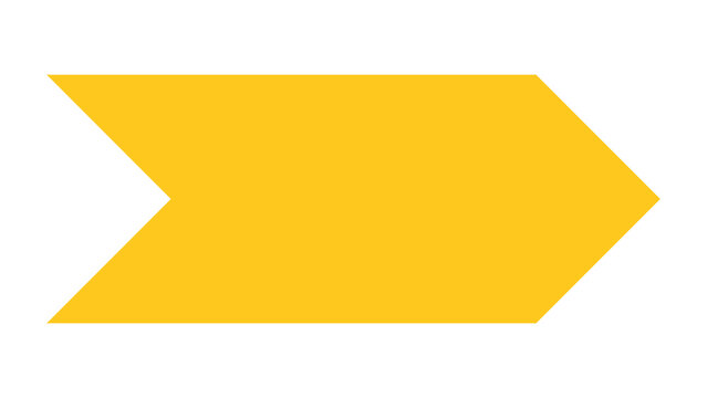 Solid yellow chevron directional arrow graphic isolated on white background with direction navigation pointing straight isolated attention movement indicator wayfinding minimalist