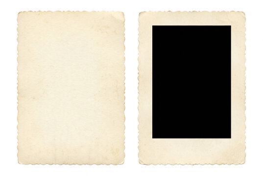 Pair of Vintage Aged Paper Photo Frames with Scalloped Edges