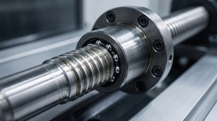 Fototapeta premium Industrial ball screw assembly for high precision machine tool manufacturing