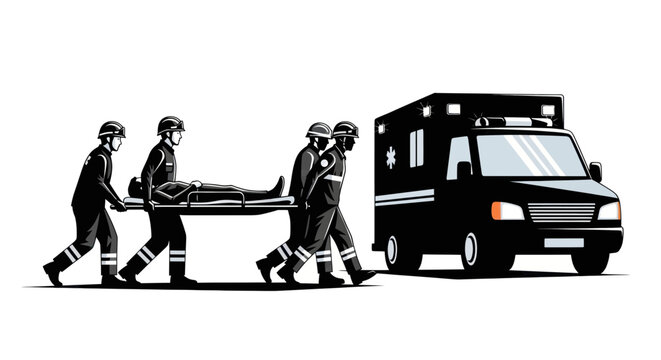Emergency responders transporting an injured person to an ambulance