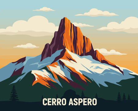 Cerro Asper mountain landscape with snow and trees