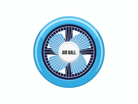 Blue air ball graphic design element with white and dark blue accents