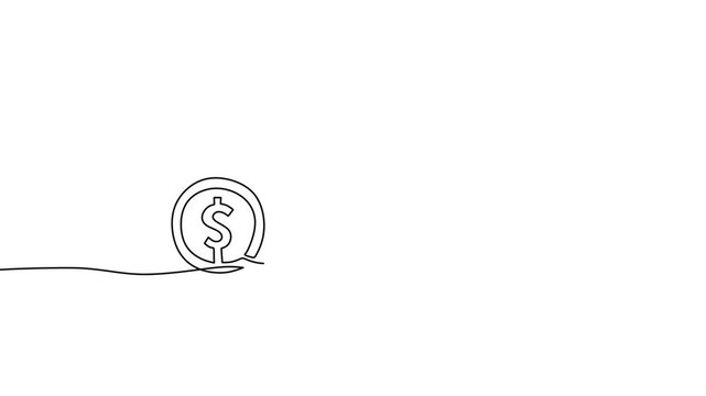Stacked Coins Modern One Line Art Motion Graphic For Economic Growth