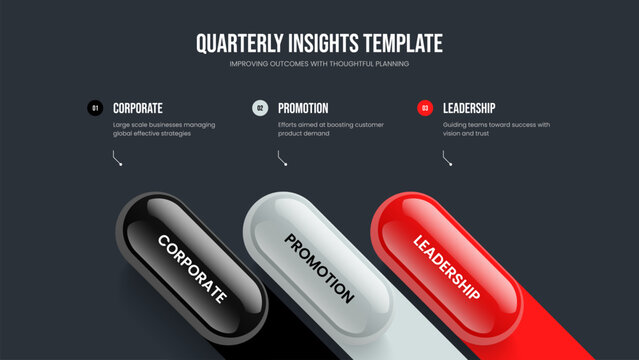 Service Campaign Frame Layout Vector Illustration. Investor Insight 3 Option Infographic Slideshow Design. Creative Strategy Three Element Diagram Slide Template.