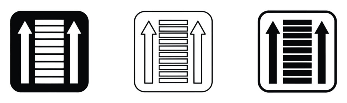 Information panel with horizontal bars and up arrows representing data sorting and interface. Sort and filter icons for data organization and management vector illustration.