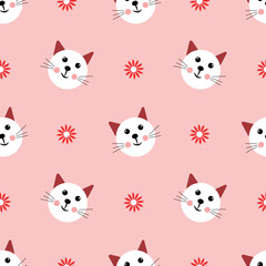 Fototapeta premium Seamless pattern with cats on a pink background