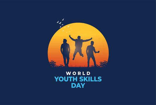 World Youth Skills Day concept vector illustration. Young peoples celebrating success.	