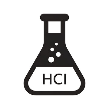Chemical flask icon with hcl label