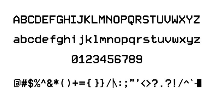 Letter and Number Digital Display Icon with Uppercase and Lowercase Characters and Symbols on a Grid