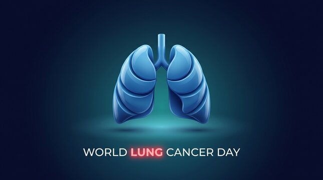 Blue human lungs for lung cancer day awareness campaign medical health