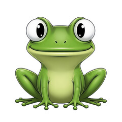 Fototapeta premium Cute green cartoon frog with big eyes looking forward