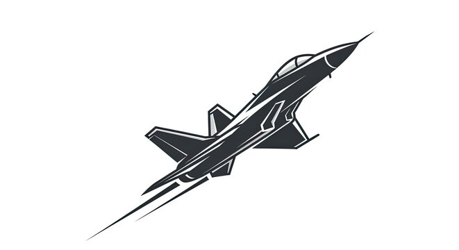 Sleek black silhouette of fighter jet in flight.