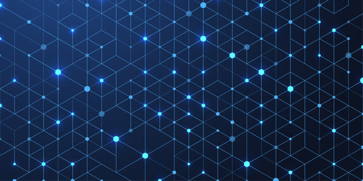 Abstract digital blockchain cube blocks concept. 3D big data cubes quantum computer technology idea. Artificial intelligence data core cubes design element