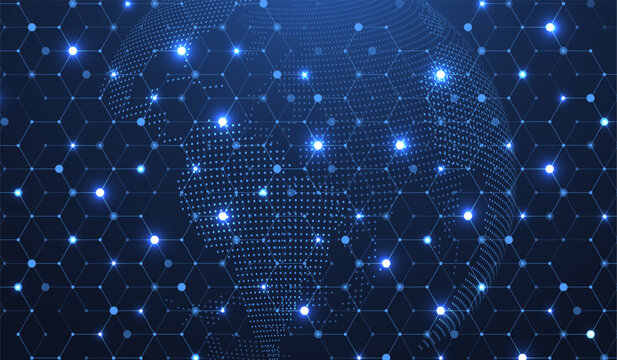 Abstract digital blockchain cube blocks concept. 3D big data cubes quantum computer technology idea. Artificial intelligence data core cubes design element