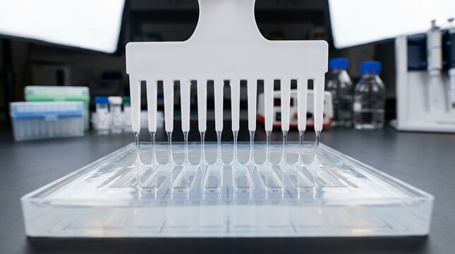 Gel Comb Being Lifted from Freshly Poured Agarose Gel