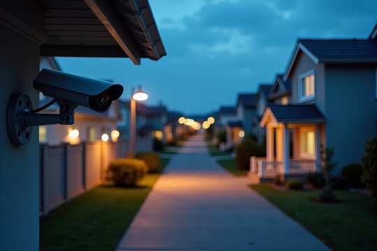 Time-Lapse Chronicles: A Residential Area Under Surveillance - Witness the Day-to-Night Transition with Security Cameras in Action