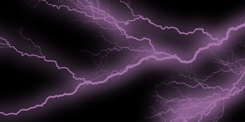 Abstract swirling dark background with vibrant electric pink lightning bolts, night, intense. Powerful lightning bolt striking through ominous dark sky. Ideal for weather and natural disaster concepts © Sofiqul