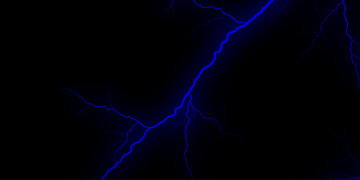 Abstract swirling dark background with vibrant electric blue lightning bolts, night, intense. Powerful lightning bolt striking through ominous dark sky. Ideal for weather and natural disaster concepts