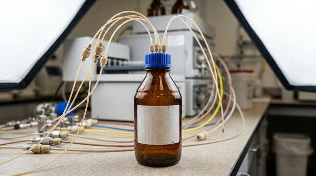 HPLC Mobile Phase Solvent Container with Delivery Tubing