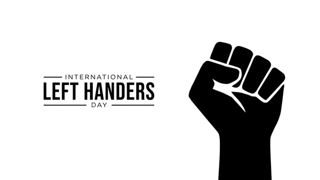 International left handers day awareness poster featuring fist silhouette icon international silhouette strength