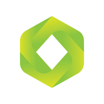 Abstract Green Interlocking Hexagon Rhombus Vector Logo