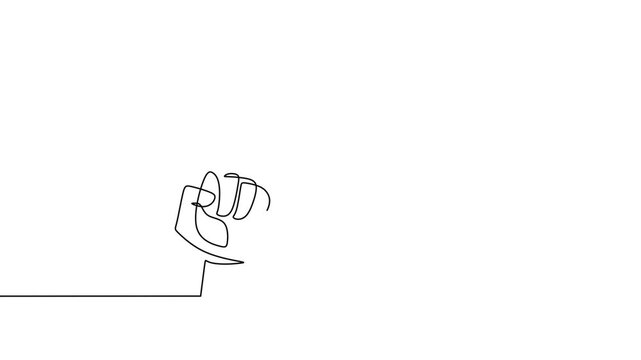 Raised Fist Continuous Line Art Animation For Solidarity Concept