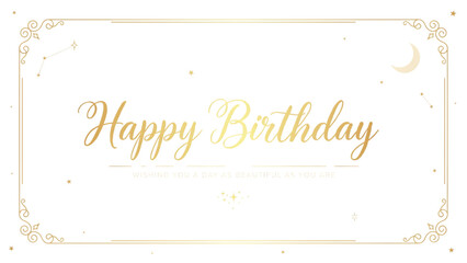 Happy birthday greeting card with elegant gold decorative border Vector © AMANULLAH 