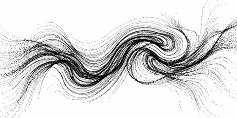 Fototapeta premium Black and White Abstract Swirl Background with Elegant Floral Vector Ornament Curved Line Art and Decorative Nature Pattern Design