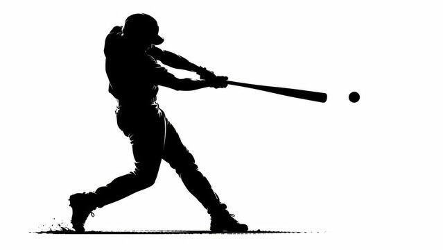 Black silhouette of a baseball player swinging a bat