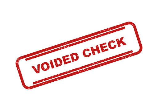 Red ink rubber stamp text reading voided check with grunge texture