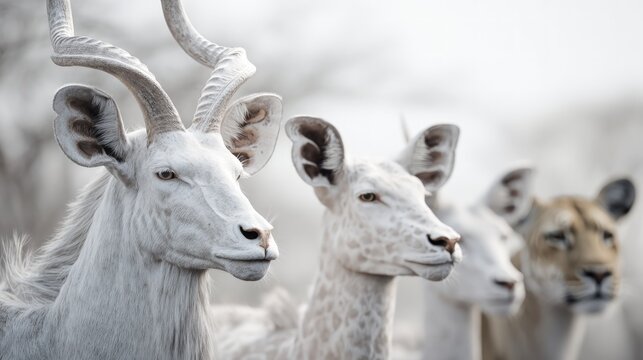 Albino Kudu and deer with lioness in wildlife lineup