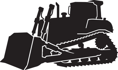 Black bulldozer, heavy equipment, construction vehicle, silhouette icon © Graphic Boss