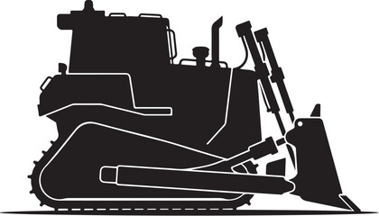 Black bulldozer, construction equipment, heavy machinery, silhouette icon © Graphic Boss