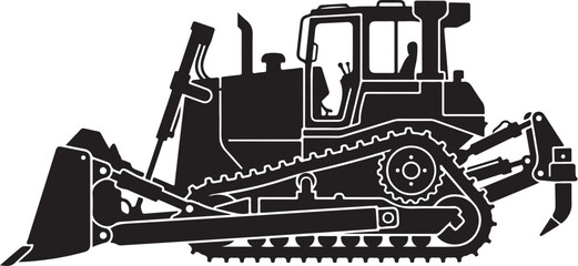 Bulldozer, construction vehicle, heavy equipment, black silhouette, industrial machine © Graphic Boss
